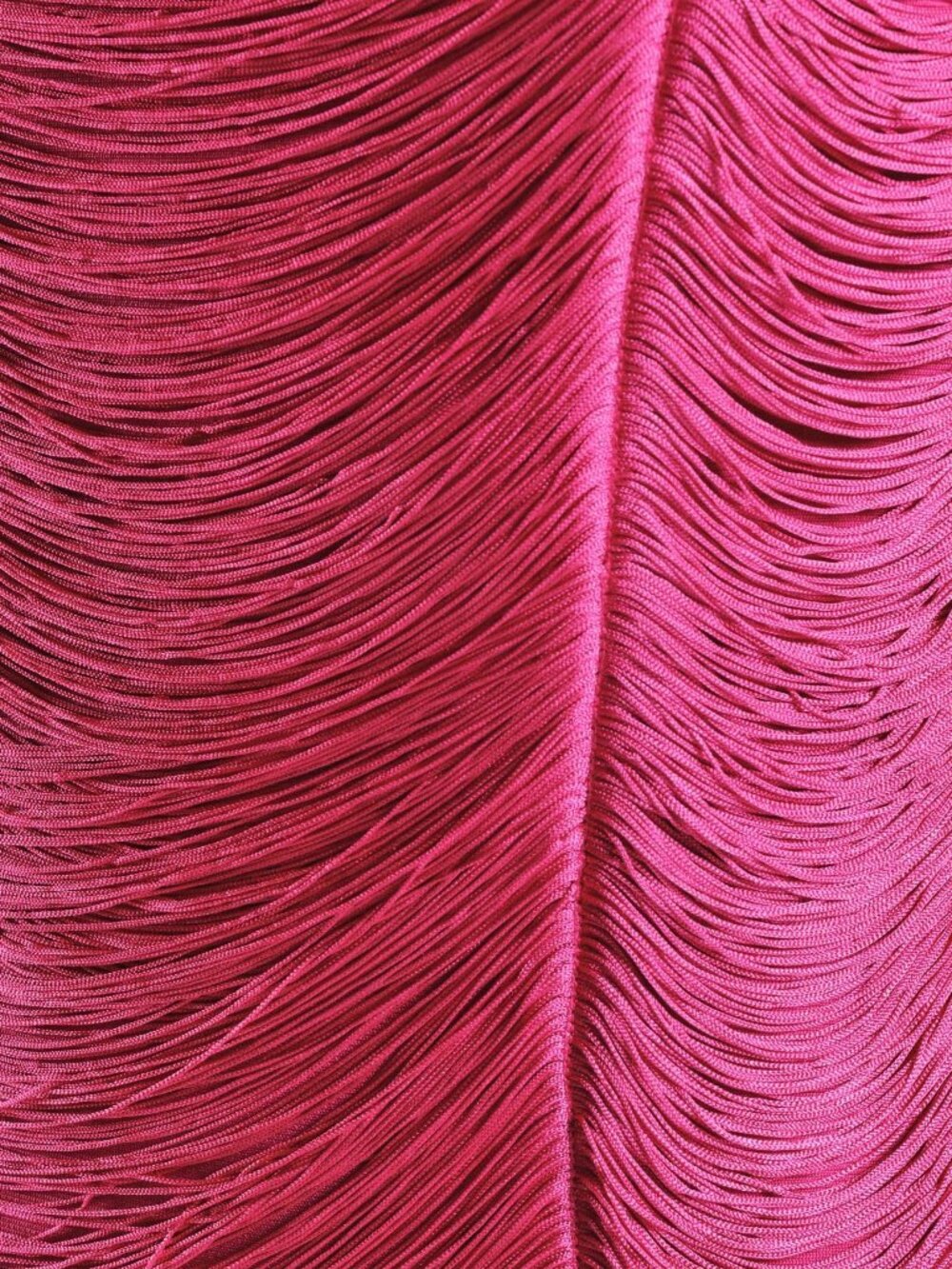 Hot Pink Ruched Midi Women's Dress with Fringe Hem Spaghetti Strap - Picture 8 of 8